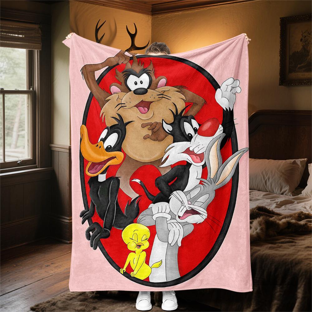 1pc Cartoon charactersOutdoor Flannel Blanket Soft Plush Decor for Picnics, camping,Bedroom, Playroom, or Lunch Breakn1215A