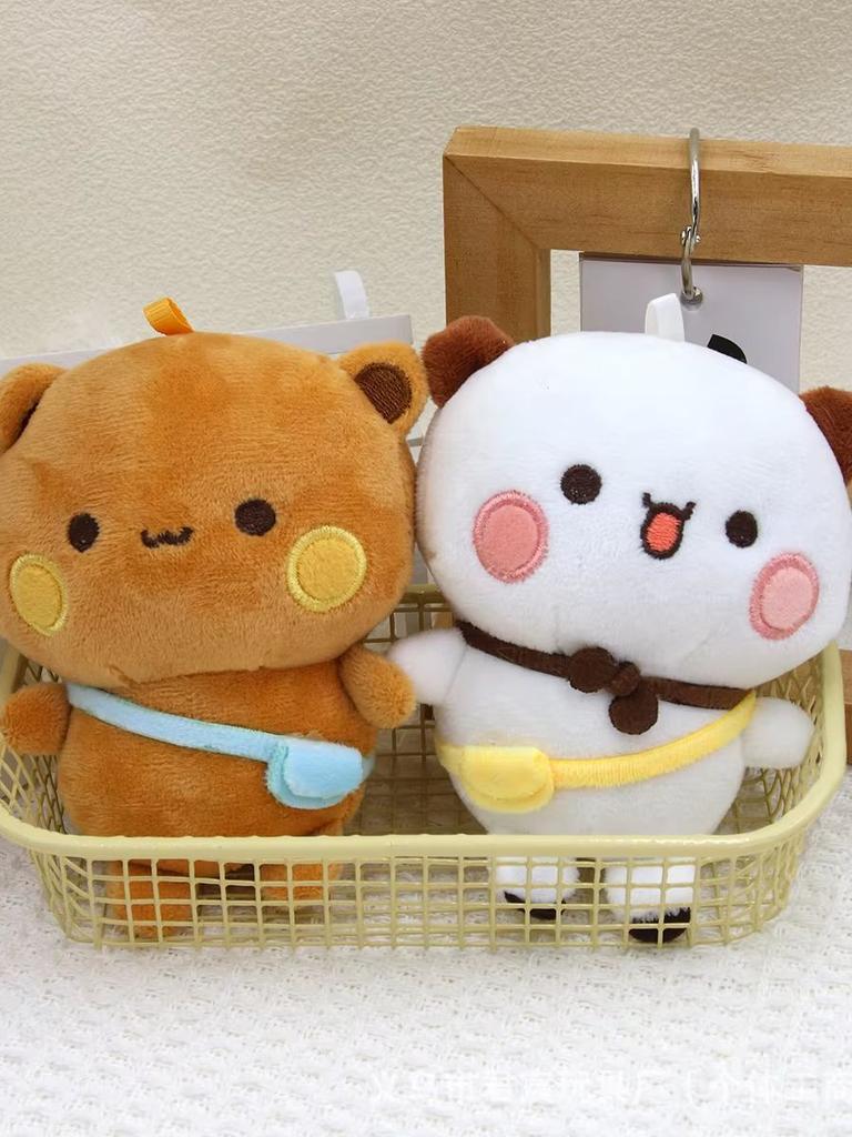 Cute Little Bear Bubu and Yier Plush Doll Keychains Soft Sleeping Buddy Kawaii Cartoon Fluffy Bear Toy Car Sofa Decor Gift