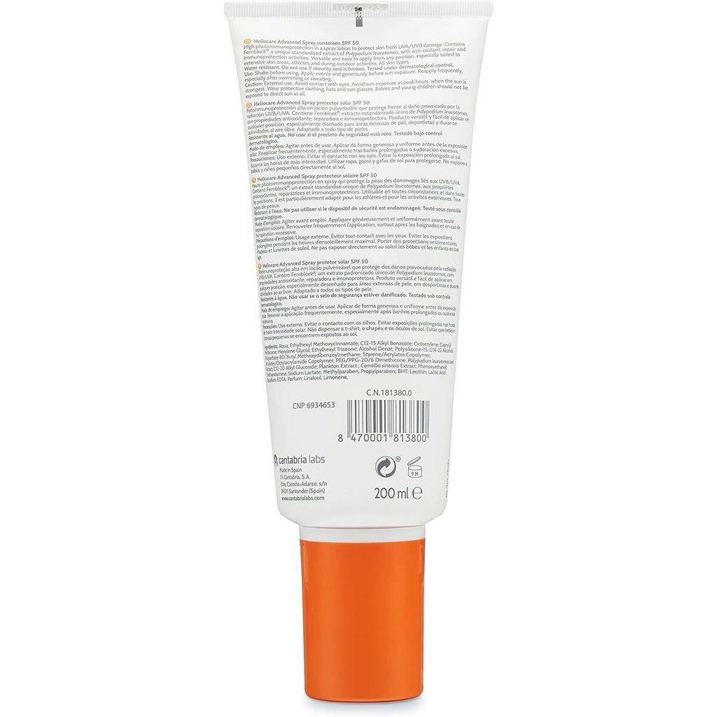 Cantabria Labs, Heliocare Advanced, UV Protection, Sunscreen Spray, SPF 50+, 200 Ml