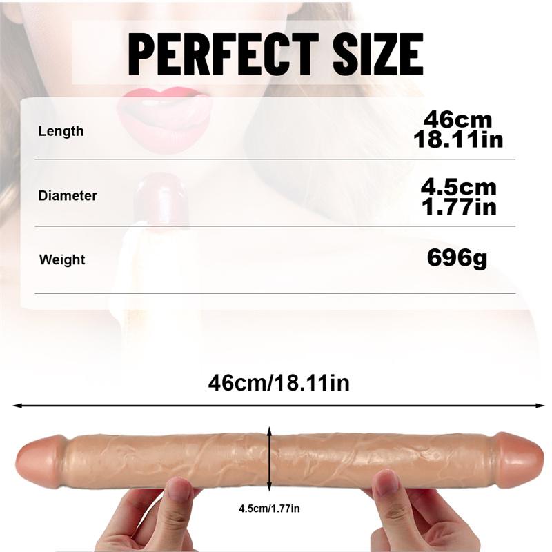 Double-headed 46 Cm Female Long Back Court Anal Plug Lala Masturbation Device Dildo Adult Simulation Supplies