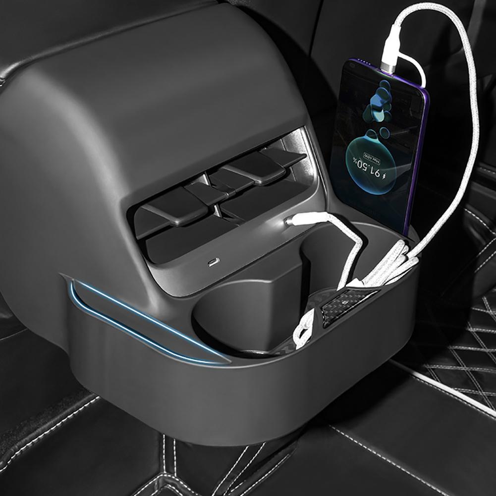 For Tesla Model 3 Model Y Rear Seat Air Vent Car Cup Holder Drink Bottle Organizer for Tesla Model 3/Y Console Storage