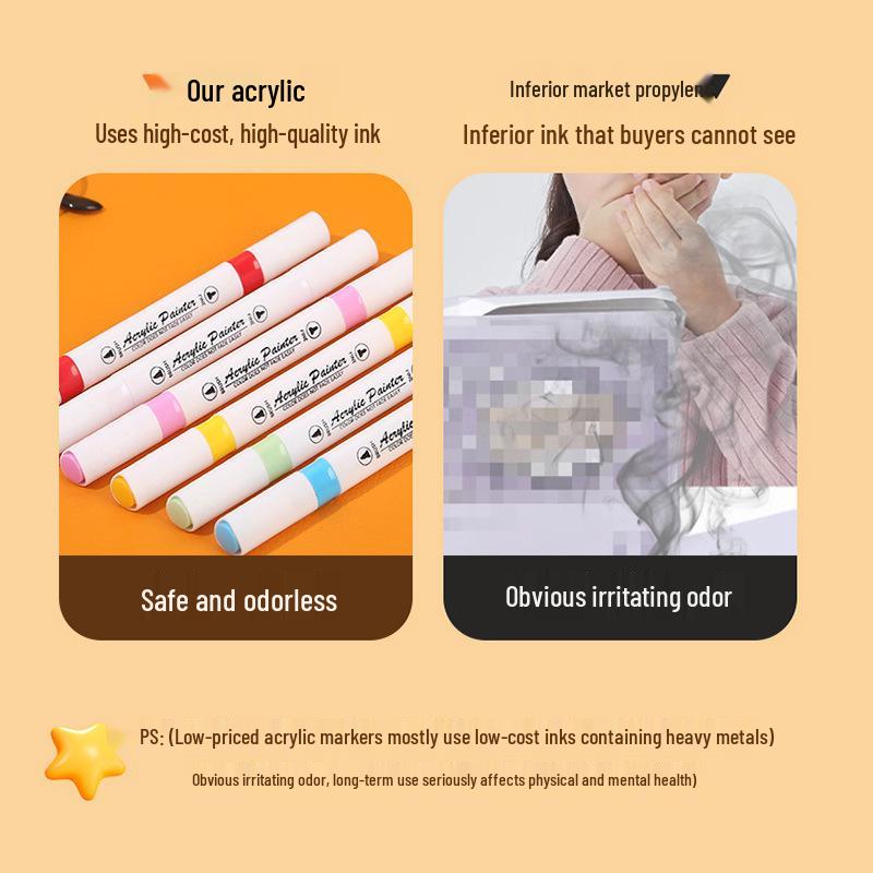 Double-Headed Washable Acrylic Marker for Kids - Opaque and Waterproof Art Pen