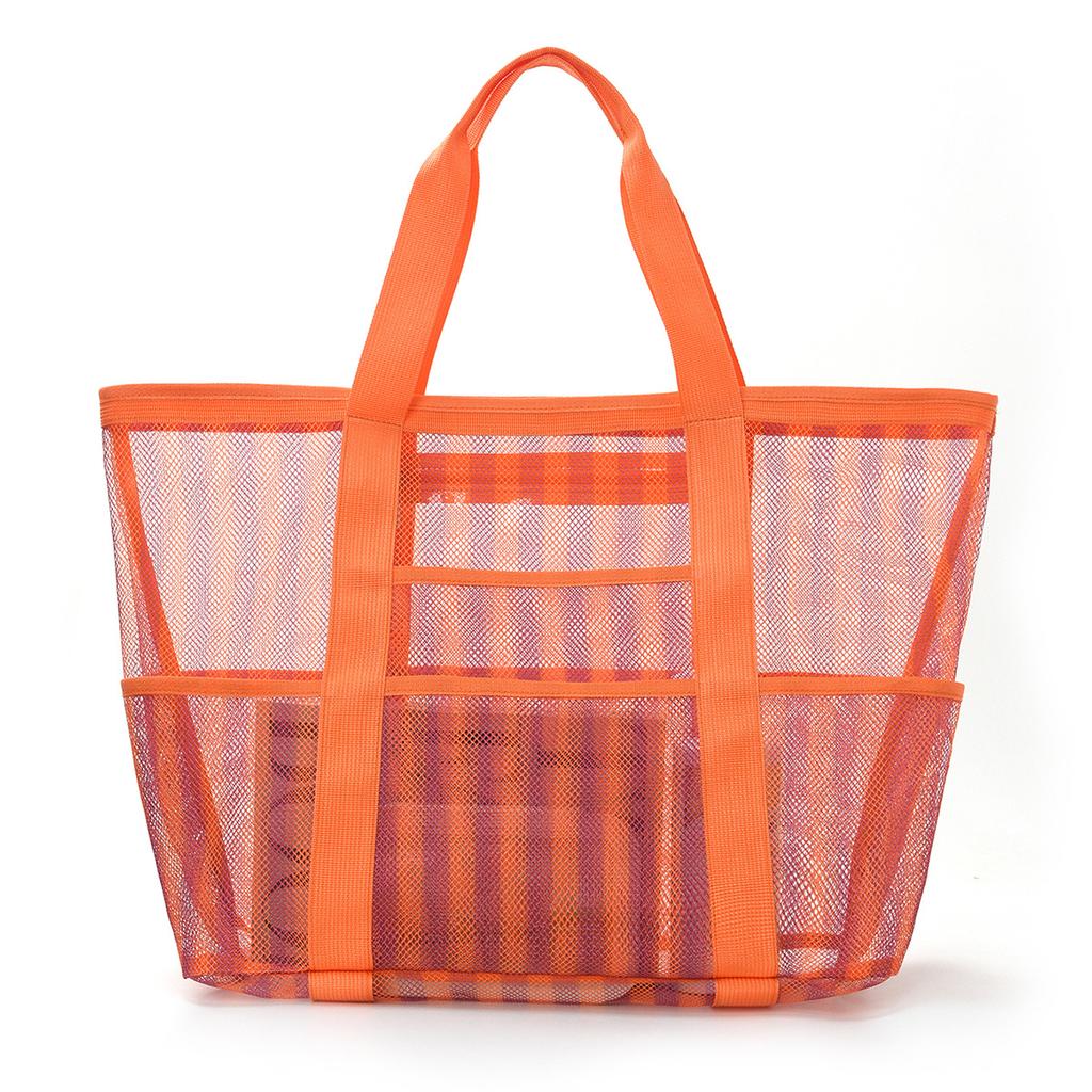 FH Multifunctial Mesh Storage Bag, Large Capacity, Stylish Beach Bag, Striped Beach Bag, New Model