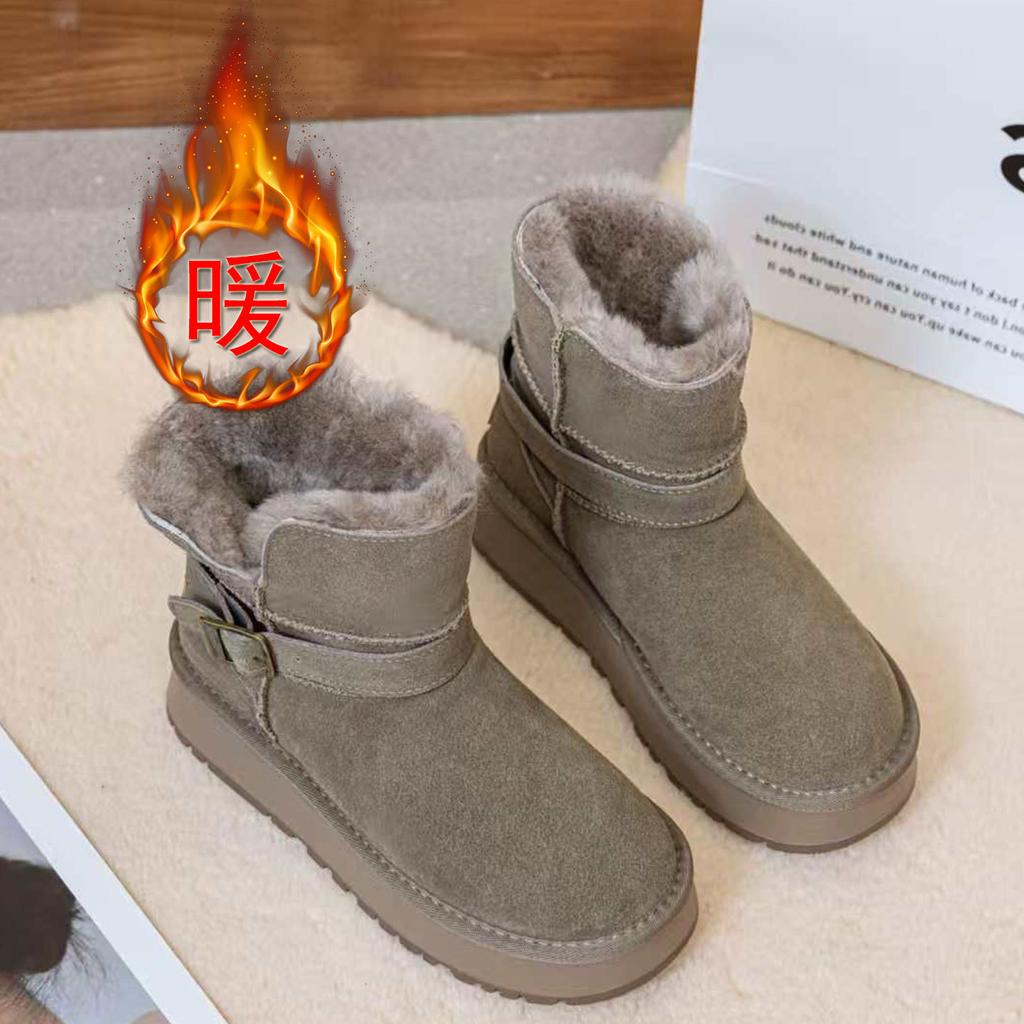 2026 winter new fur integrated snow boots women's thick plush warm fashion versatile medium tube fluff large cotton boots
