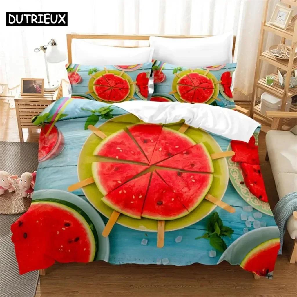 Luxury New 3D Print Summer Fruit Queen Bedding Set Duvet Cover Set Bedding Digital Printing Bed Linen King Size Duvet Cover Set