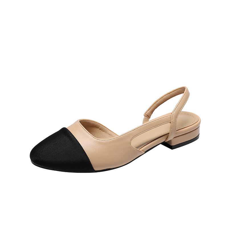 Summer Women's Leather Slingbacks Women's Sandals Flat Heel Formal Ladies Shoes Sexy Party Sandals Dress Wedding Party Shoe