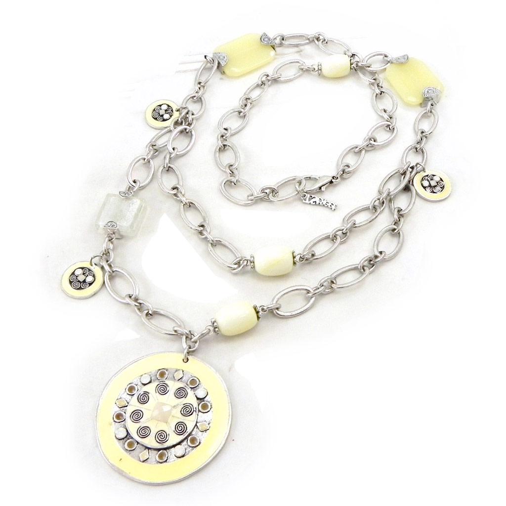 Les Trésors De Lily [E8898] - Designer Long Necklace 'Tijuana' Ivory Beige