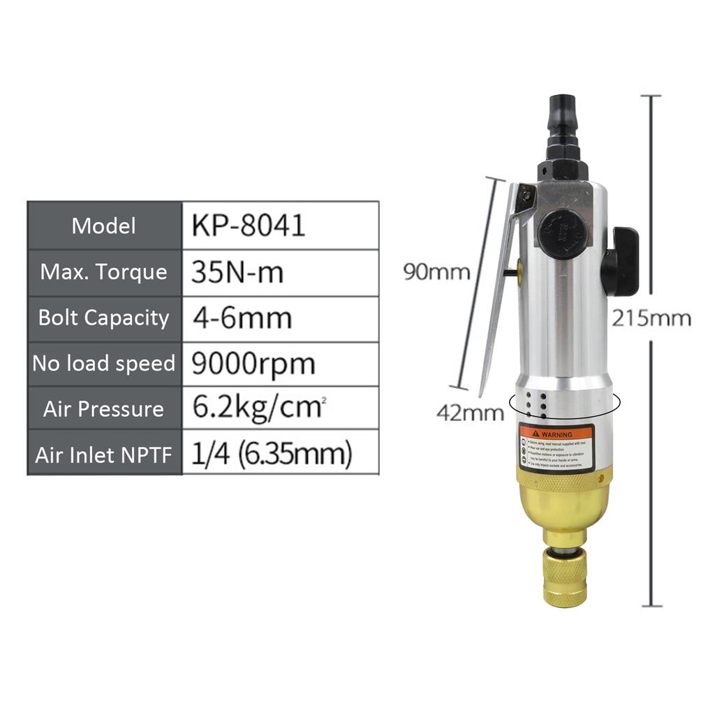 1 4  Pneumatic Air Screwdriver Straight Hand Industrial 9000rpm Reversible Screw Driver