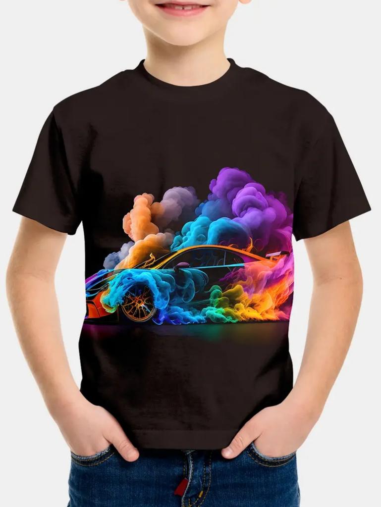 Boy T Shirt Racing Cars Print Boys T Shirts Kids Clothes Fashion Children Top Short Sleeve Child T-Shirt Casual Baby Boy Clothes