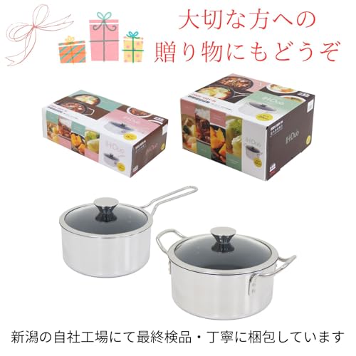 Urushiyama Metal Industry Duo IH Double-Handled Pot, 22cm, DUO-22W