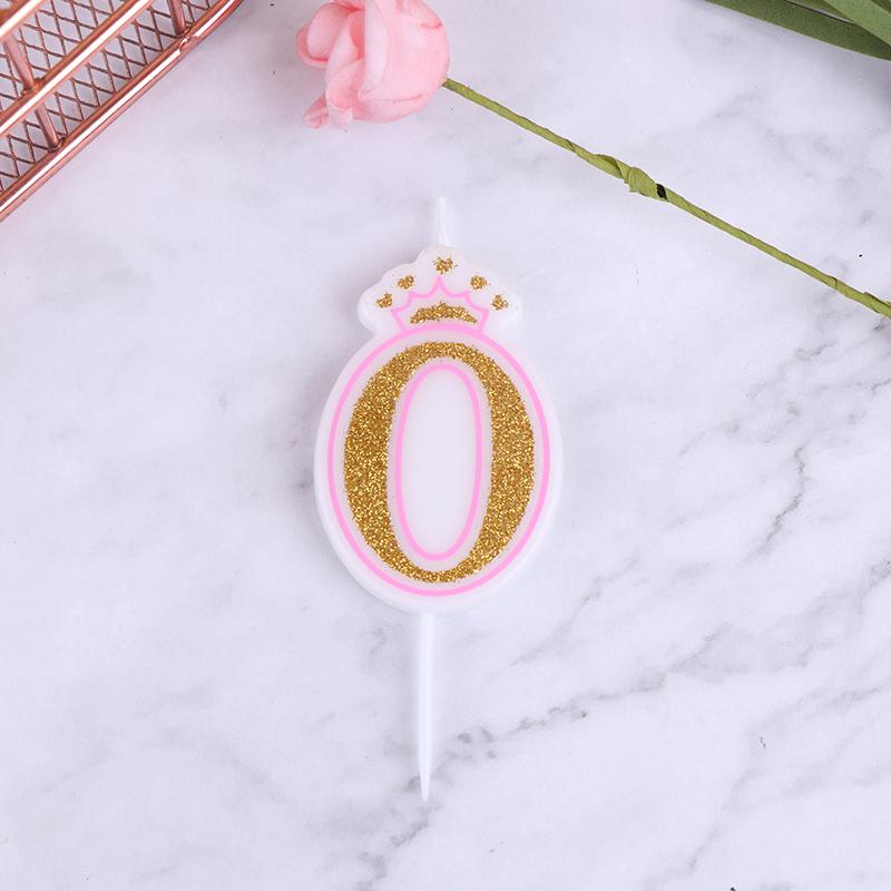 Praktyczna korona do pieczenia cyfrowa powierzchnia świecy złoty brokat z obramowaniem różowa niebieska świeca dekoracja na tort urodzinowy