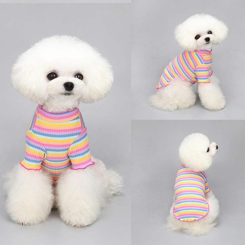 Cotton Rainbow Pet Sweater Spring and Autumn Small Dog and Cat Clothing