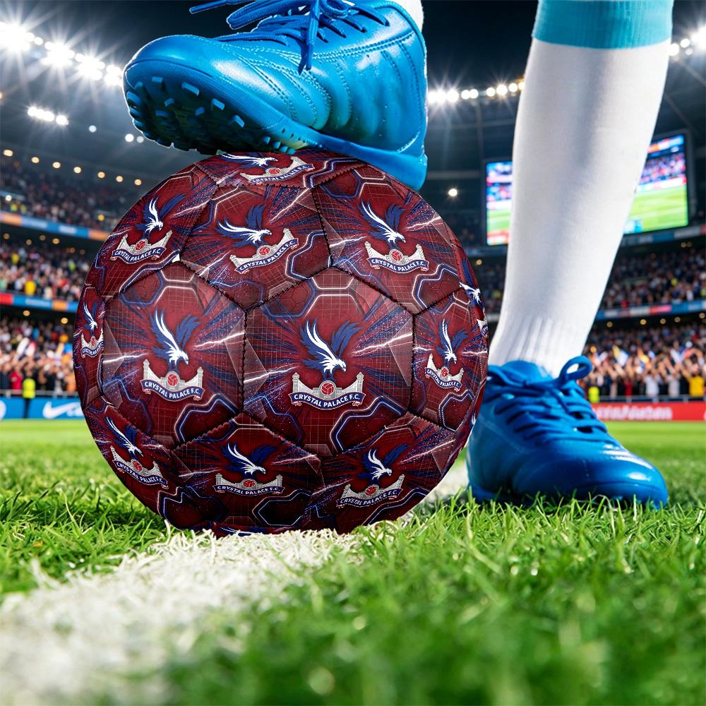 Pallone da Calcio Stampato Crystal Palace Taglia 5, Antiscivolo, Pallone da Partita per Adulti, Souvenir per i tifosi di Calcio