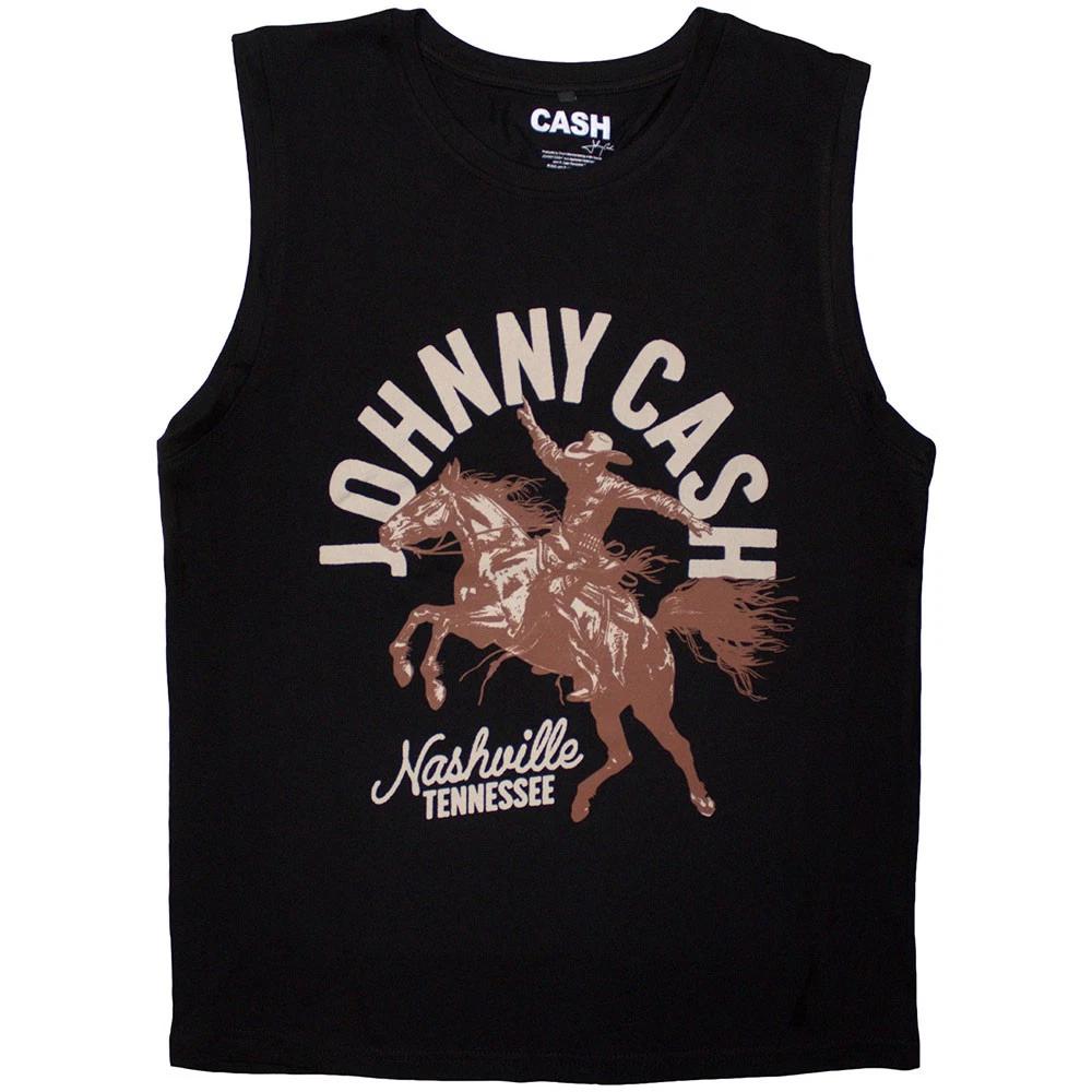 Johnny Cash Unisex Tank T-Shirt: Nashville Concert (Black) (Medium) S