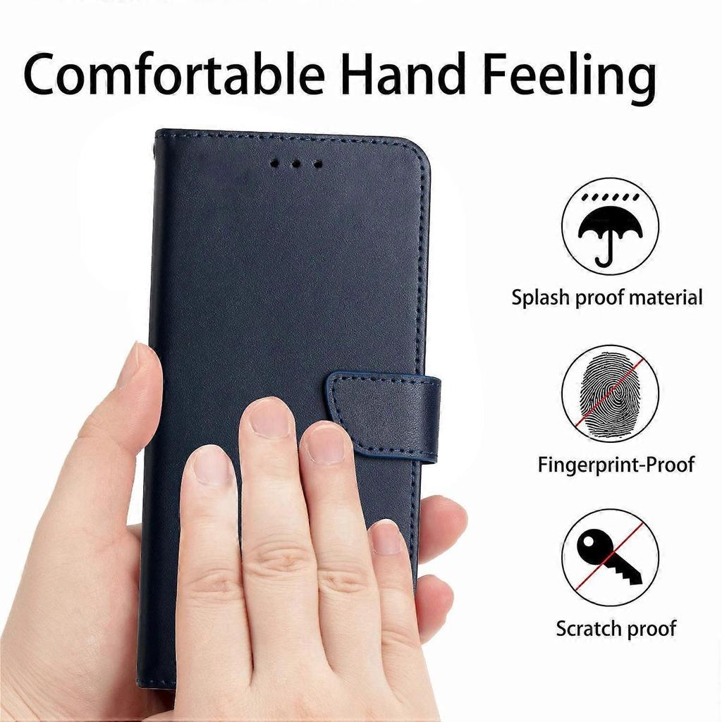 For Vivo V50 5G Case Genuine Cow Leather Phone Cover Nappa Texture - Blue