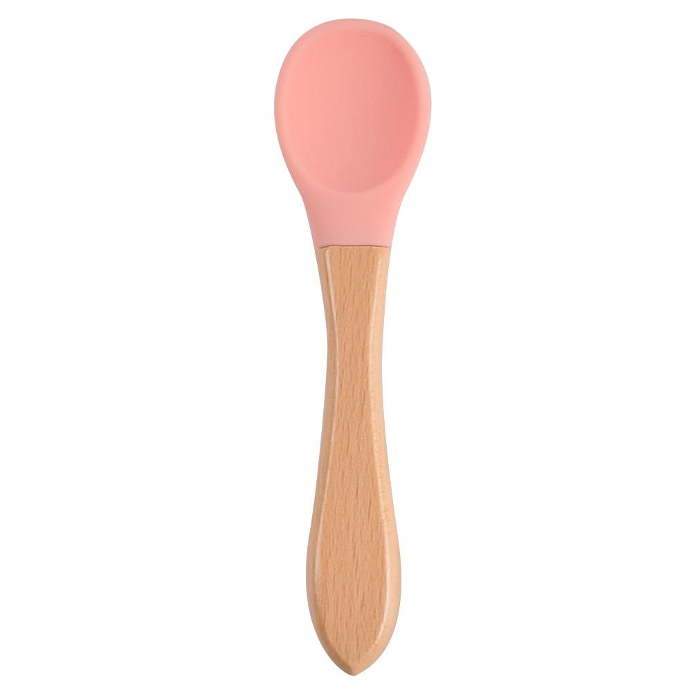 Silicone Baby Bowl & Spoon Set with Wooden Handle and Suction Cup