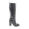 Great CHANEL Knee-high boots black leather Women 36 G30379 Used