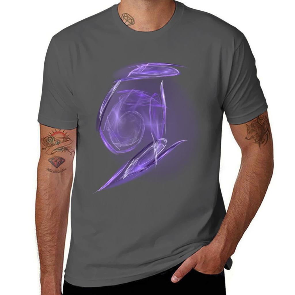 Purple Fractal Vertical Tshirt Street Fashion Casual Tee Shirt