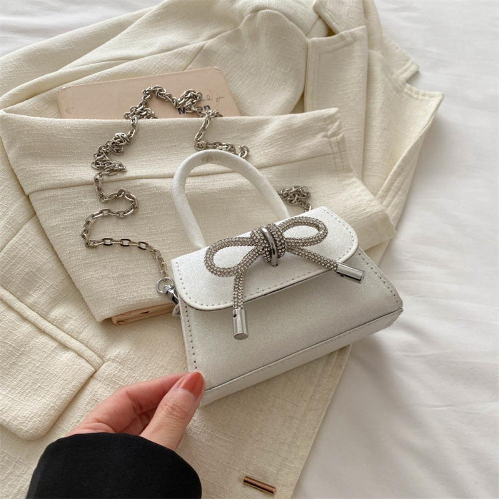 Women Bow Shoulder Bag New Solid Color Popular Messenger Bag Trendy High Capacity Mini Handbag