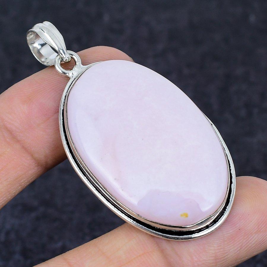 Pink Opal Gemstone Handmade 925 Sterling Silver Jewelry Pendant 2.25" j7U50