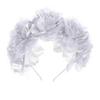 Women Wedding Bridal Headband Garland 3D Simualtion Flower Crown Beach Hair Hoop Gray