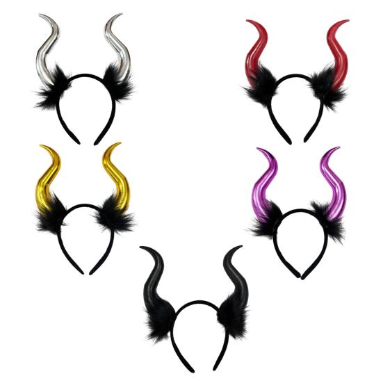 Halloween Teufelshörner Plüsch Stirnband Cosplay Gothic Haarreif Verkleidungszubehör Party-Outfits Stirnband