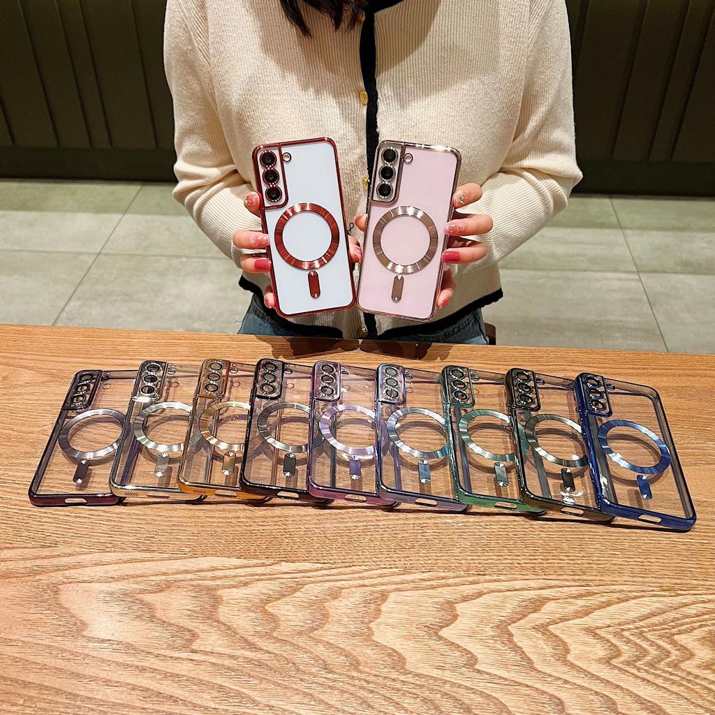 Samsung A17 Electroplated Mobile Phone Case S25ultra Transparent Magnetic S24u Lens Film A56 Full S23U