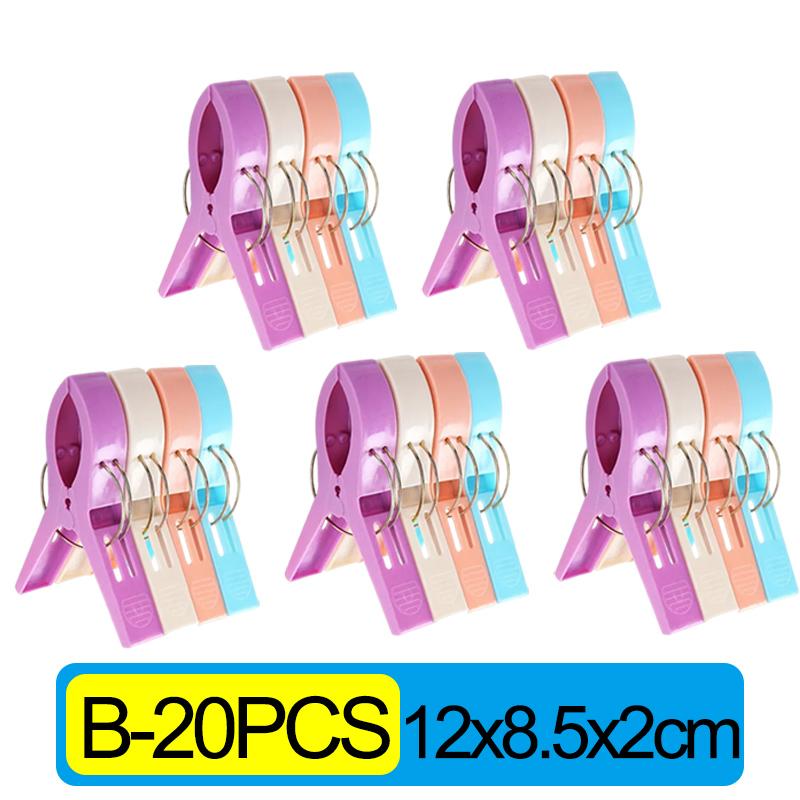 20/4Pcs Plastic Beach Towel Clips Windproof Clothes Pins Chair Clips Towel Holder Large Home Storage Clothes Hanging Clamps