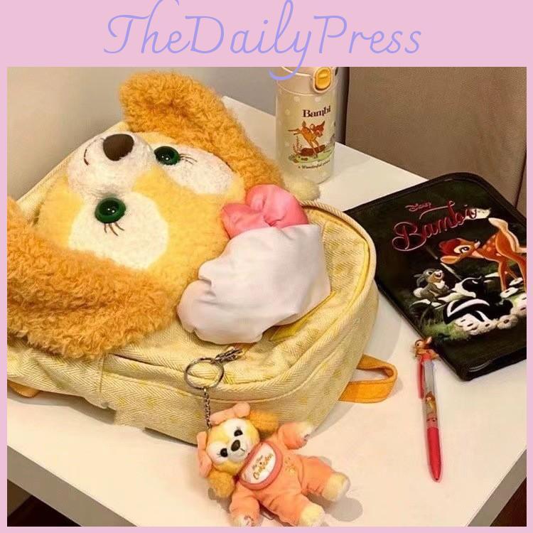 Cookieann Big Face Backpack Cartoon Plush Bag Animal Canvas Bag Zipper Design