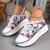 Large size platform casual graffiti canvas shoes spring and autumn new low-top lace-up women's shoes
