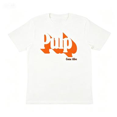 Retro Pulp Come Alive Orange Font Graphic Cotton Crew Neck Short Sleeve Vintage Rock Band Fan Daily T Shirt