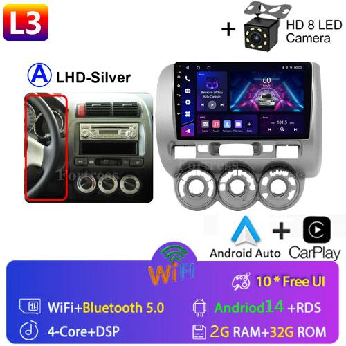 2 Din Android 14 Car Radio For Honda Fit Jazz City 2002-2007 Multimedia Video Player Navigation GPS 4G Carplay Auto Stereo RDS