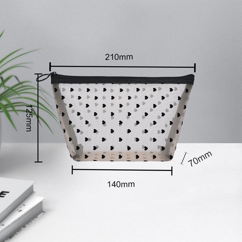 Přenosná cestovní a make-up taška z černé nylonové síťoviny