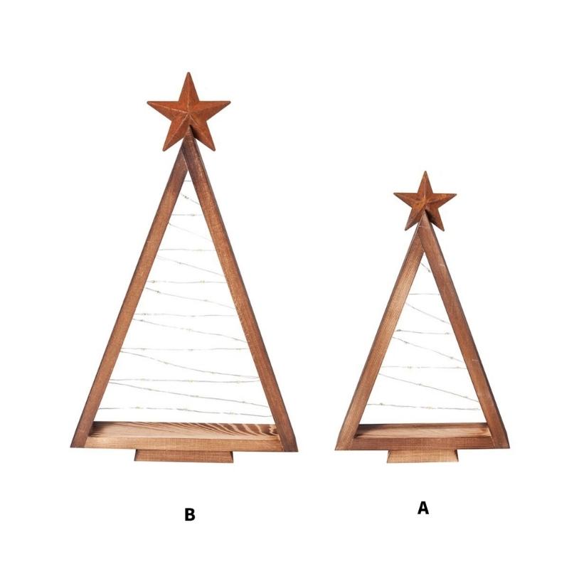 Stojąca podświetlana dekoracja choinkowa Drewniana miniaturowa dekoracja choinkowa Na biurko Kominek Półka