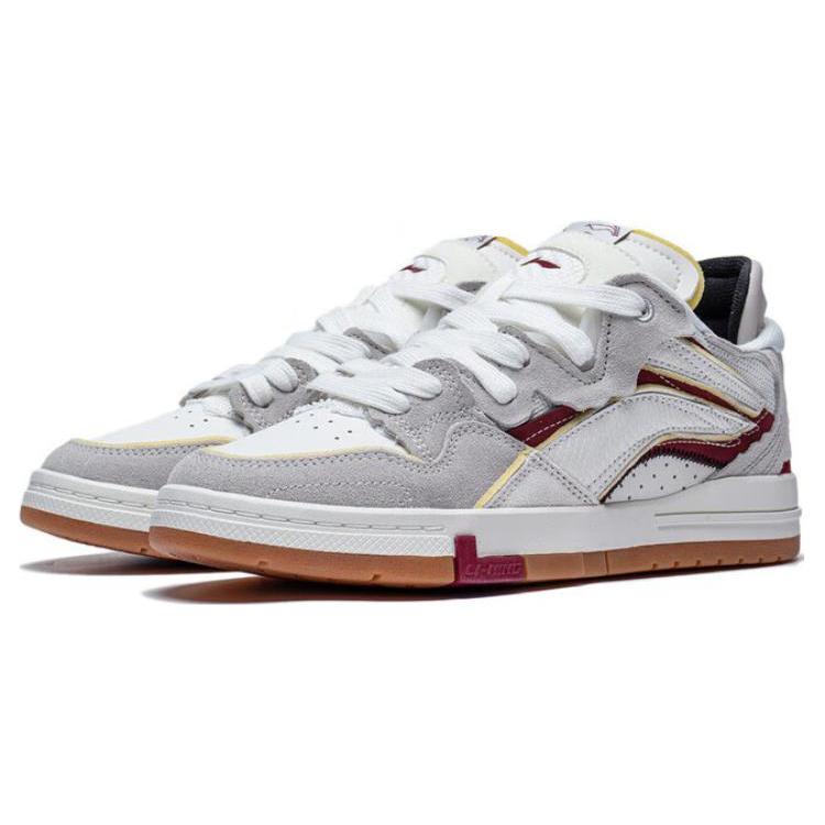 Li Ning Wave Pro Slip Resistant Low Top Skateboard Shoes Men's Gray White AECT033-3