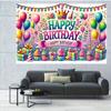 2D Happy Birthday Banner Backdrop Pastel Balloon Gift Box Party Decoration Prop