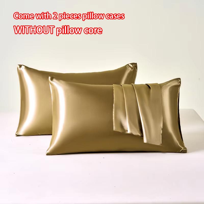 2 Pack Satin Pillowcases for Hair and Skin Soft Breathable Cooling Smooth Pillow Covers for Sleeping