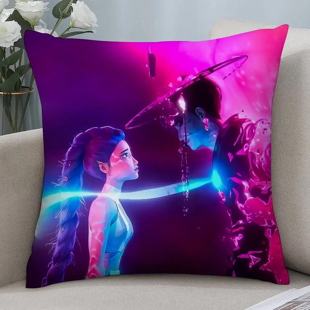 K-Kpop D-Demon H-Hunters Pillow Case Short Plush Print Square Throw Pillow Covers Sofa Home Cushion Decor