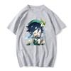 Genshin Impact Tshirt 100% Cotton T-shirt Kawaii Cartoon Clothes Women Fashion Tops Summer Short Sleeve Clothing Venti Print Tee