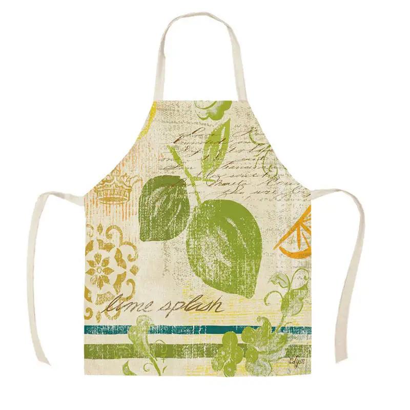Citroen Fruitpatroon Slab Waterverf Kunst Keuken Schort Dames Huis koken Bakkerij Schoonmaak Linnen Chef Vlekbestendig Schort