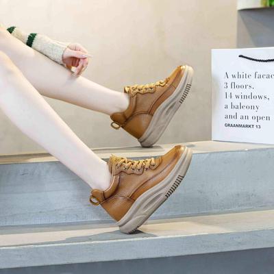 2025 Winter Damen Retro High-Top Leder Plüsch Sneaker & Lässige Kurze Stiefel