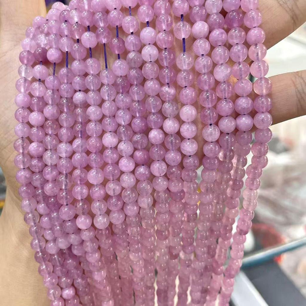 Optimierte Kunzit-Steine Glatte Runde Perlen für DIY Armband und Halskette Schmuckzubehör.