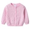 Korean Style Spring and Autumn Children's Woolen Coat Hollow Thin Summer Sun Protection Shirt Girls Knitted Cardigan