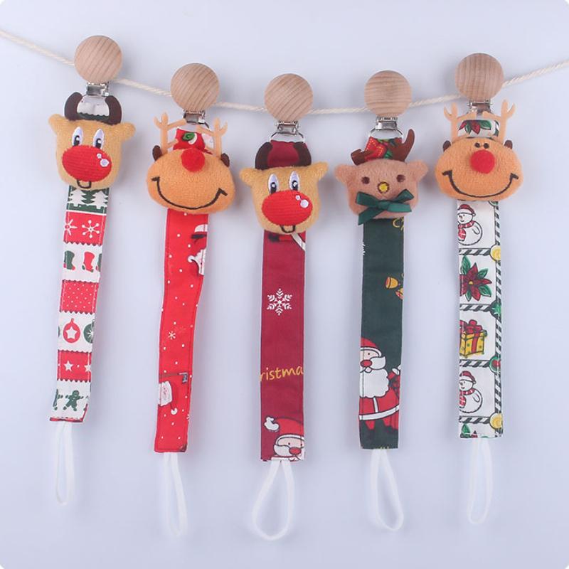 Handmade Baby Pacifier Clip Chain Cotton Cartoon Style Pacifier Holder Dummy Clips Baby Christmas Gift