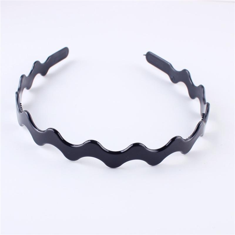 Men's & Women's Black Wave Headband: Sporty, Simple, with Teeth for Slicked Back Hair and Face Washing.