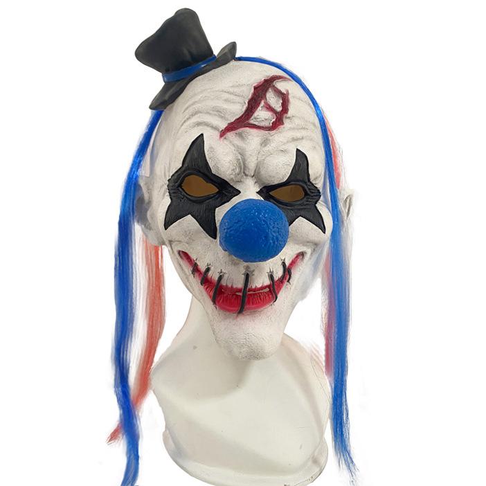 New Halloween Long-Haired Clown Mask Latex Headgear Exclusive Supply 40834