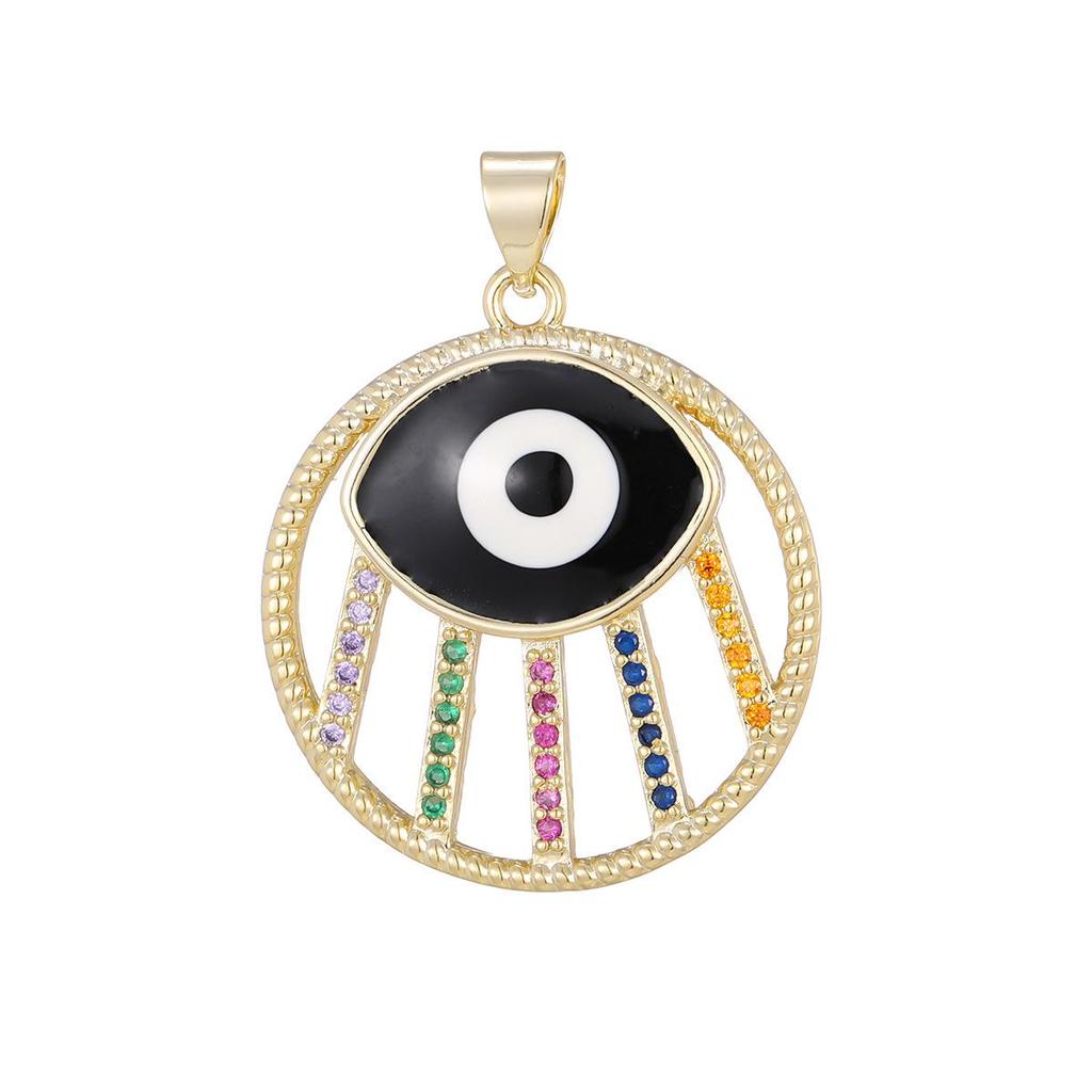 Colorful Evil Eye Pendant Necklace with Rhinestone Inlay - European & American Fashion Lucky Charm