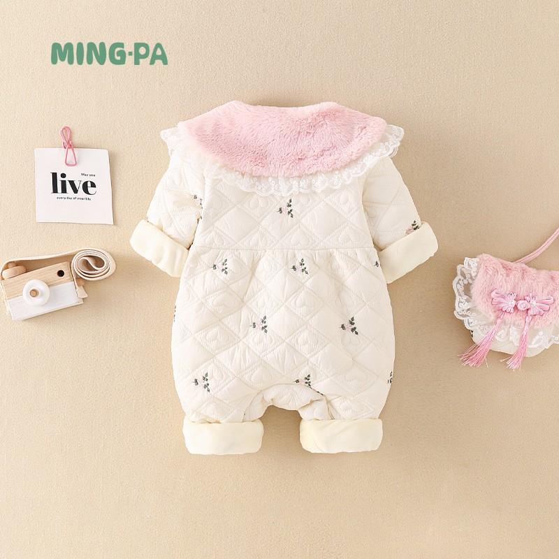 Baby Winter Romper Girls Long Sleeve Cotton Footless Bodysuit With Snap Thick Warm Outfit 66-90cm Infants