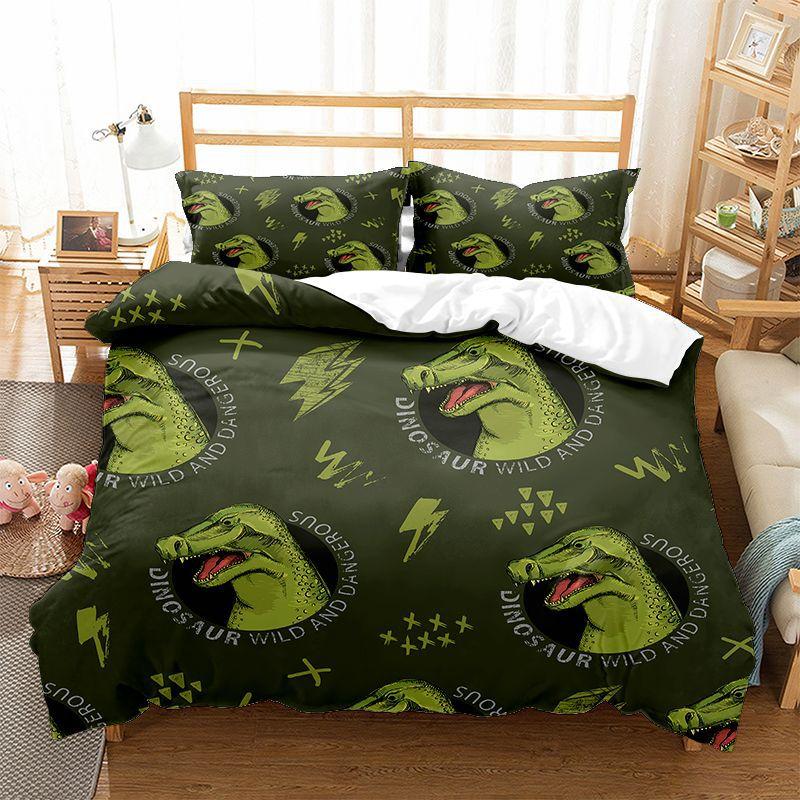 Dinosaur Duvet Cover Set Kids Bedding Set Full/Queen Size 3D Cartoon Animal Duvet Cover for Boys Girl Children Color Quilt Cover