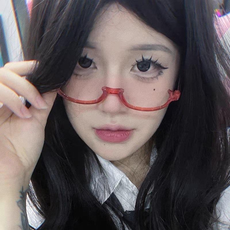 Anime Character Kamishiro Rize Cosplay Red Glasses Akemi Homura Role Play Half Frame Eyeglass Without Lens Accessories Eyewear